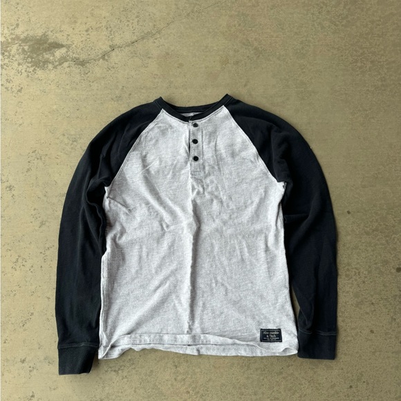 Abercrombie & Fitch Other - Men's Black and Gray Long Sleeve Henley Shirt